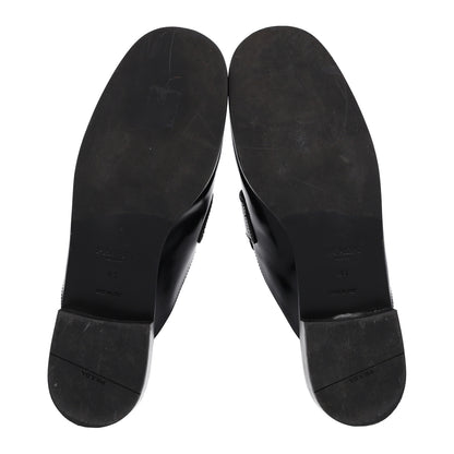 Prada City Calfskin Metal Triangle Logo 20mm Flat Mules 41 Black 7 of 9