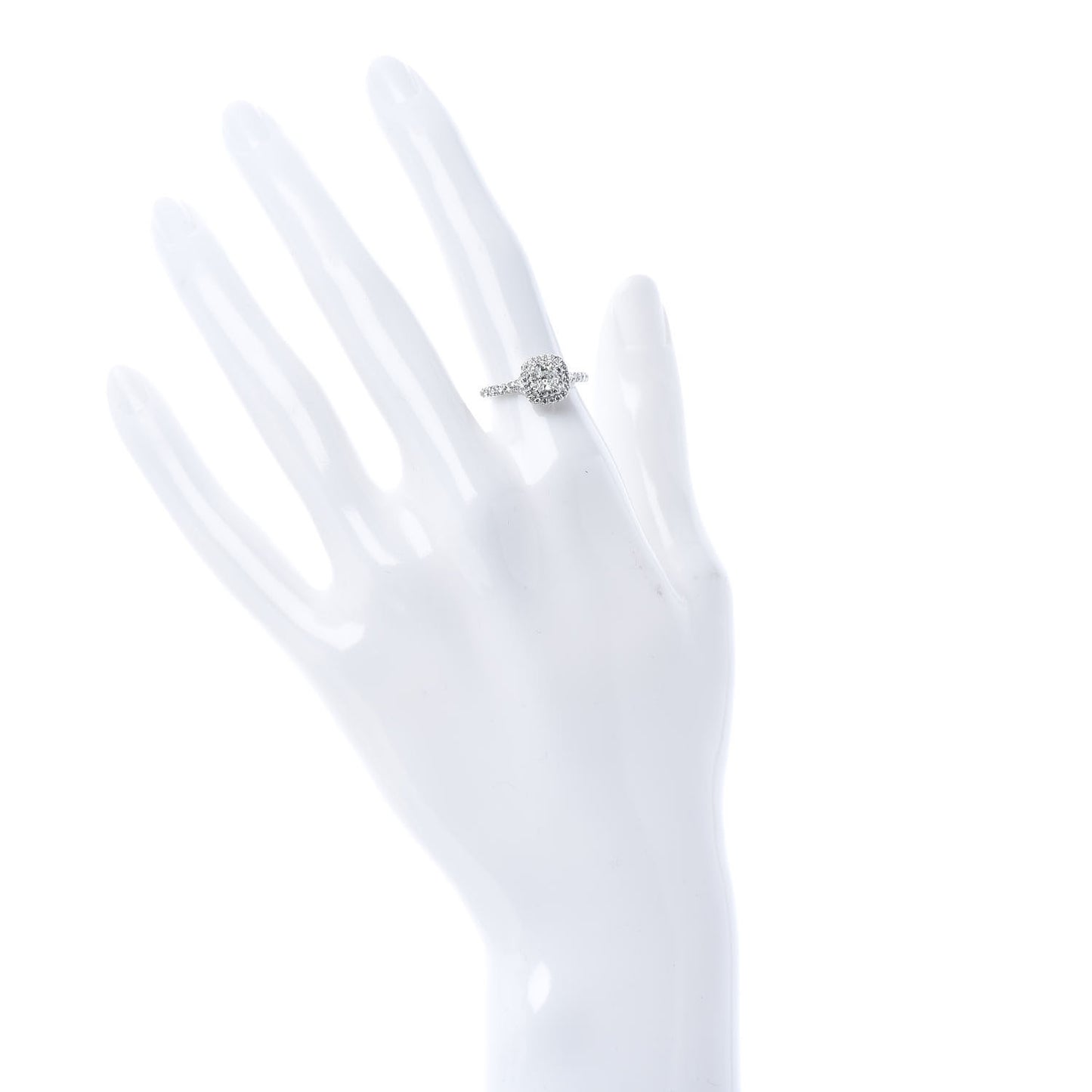 Platinum Diamond .30ct Soleste Cushion Cut Double Halo Engagement Ring 51 5.75