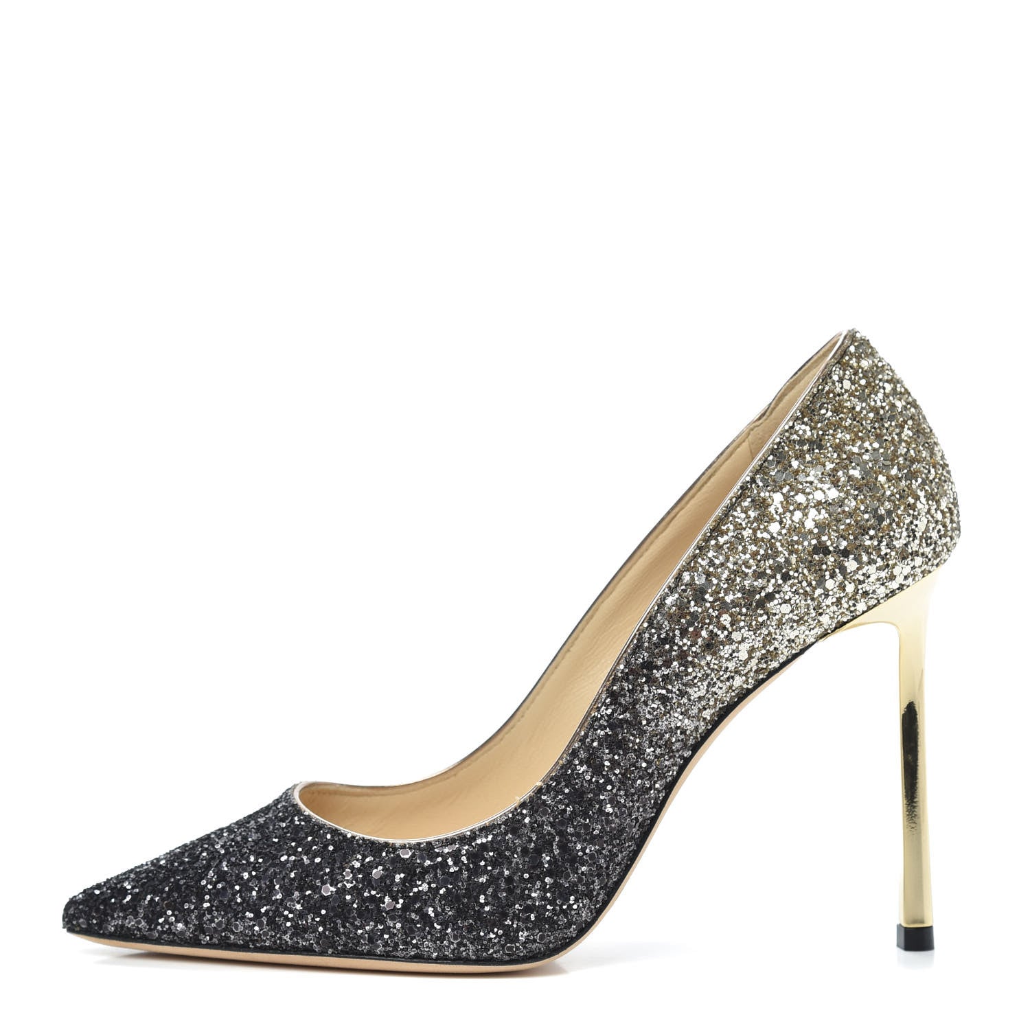 Jimmy Choo Coarse Glitter Degrade Pointy Toe Romy 100 Pumps 36 Navy Silver 1 of 7