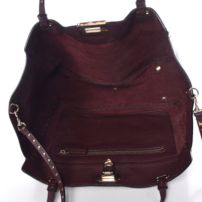Valentino Garavani Pebbled Calfskin Medium Rockstud Tote Rubin 6 of 9