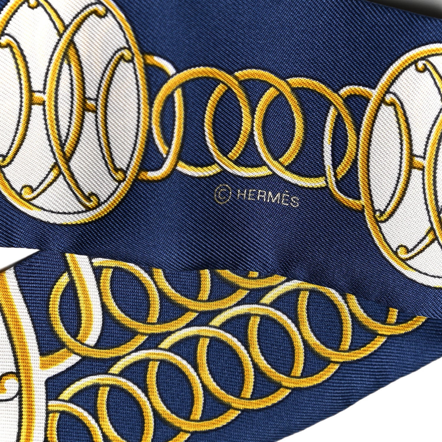 Hermes Silk Lift Profile Twilly Marine Black Gold 3 of 4