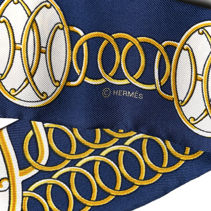 Hermes Silk Lift Profile Twilly Marine Black Gold 3 of 4