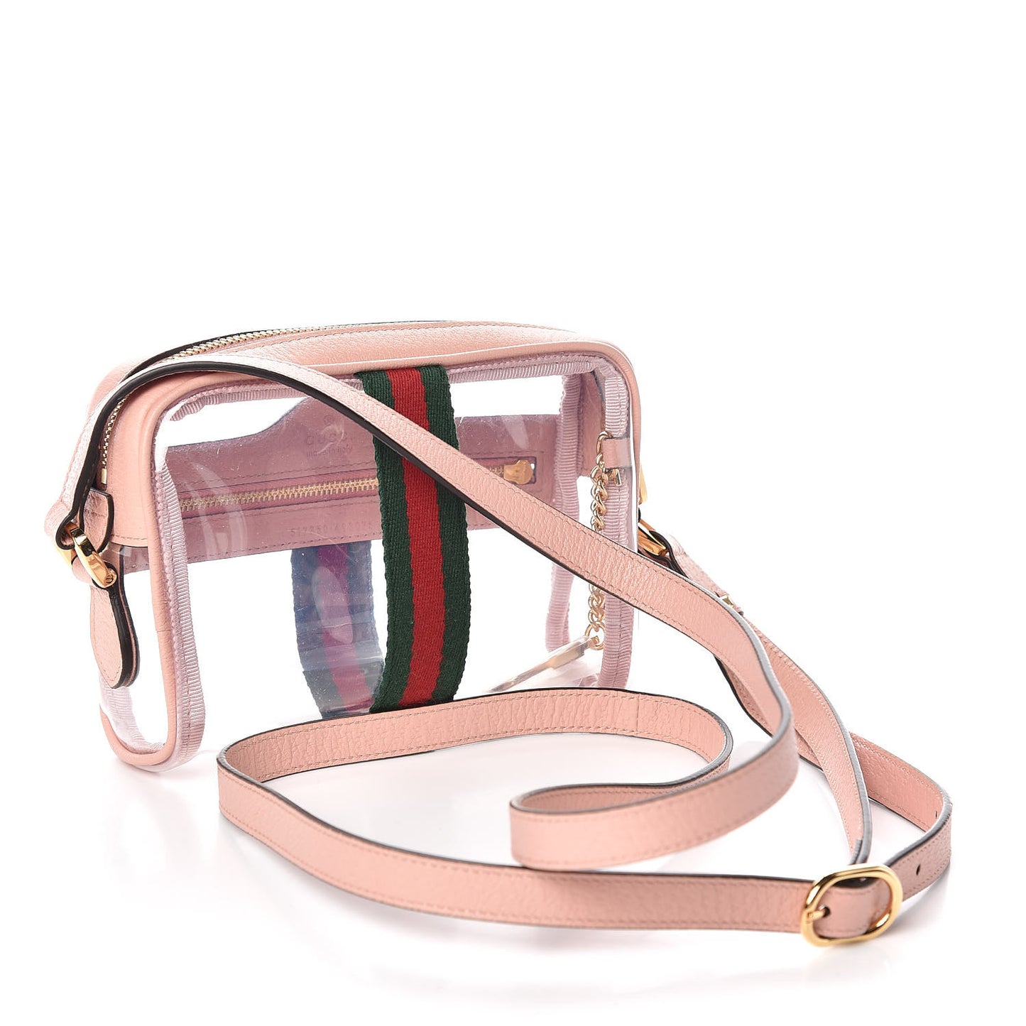 Vinyl Web Mini Ophidia Transparent Shoulder Bag Perfect Pink