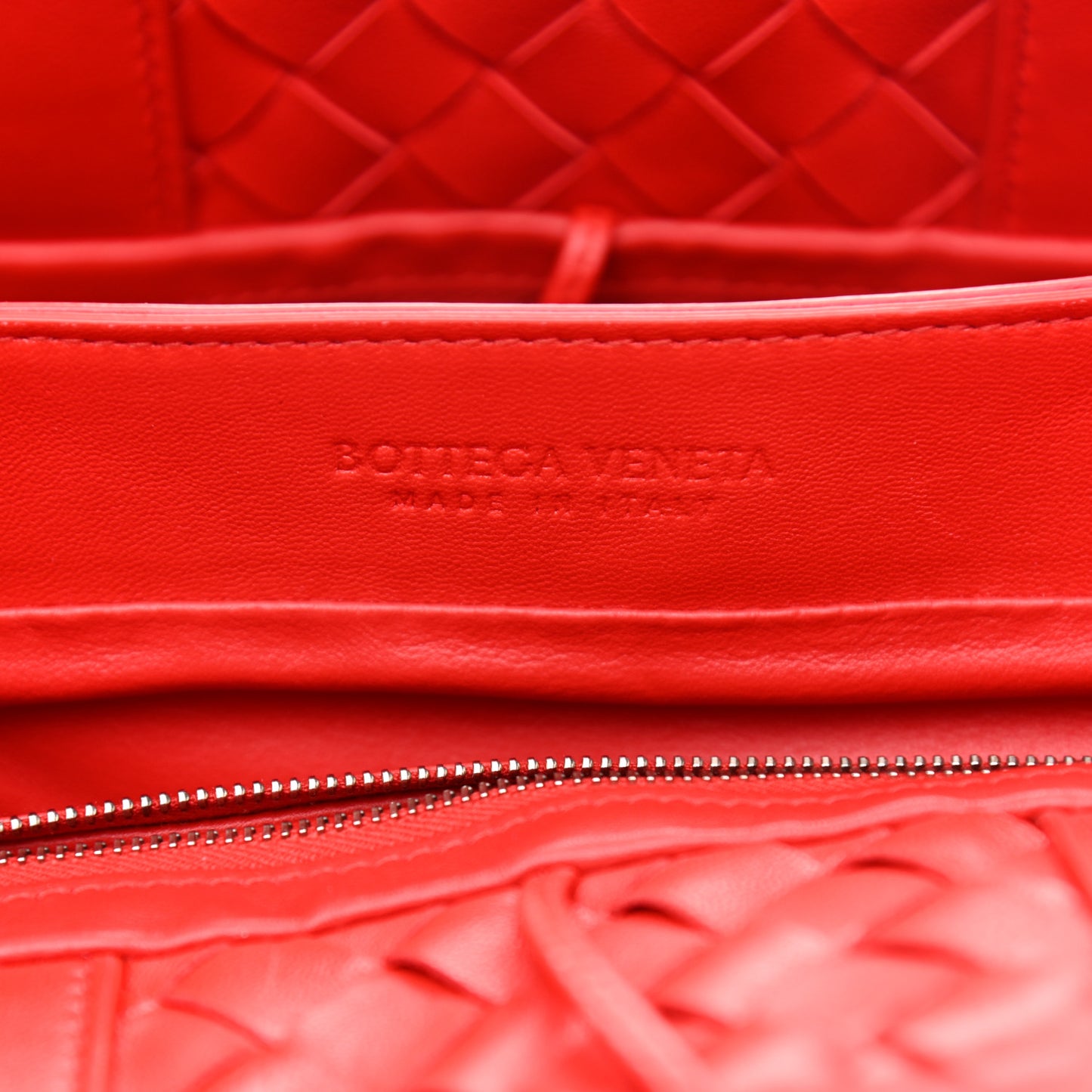 Nappa Intrecciato New Roma Tote Red