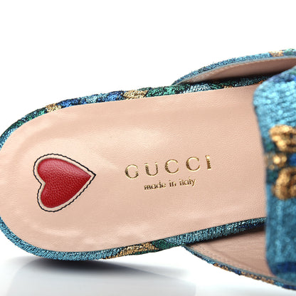 Gucci Iridescent Brocade Womens Princetown Slippers 38.5 Azure Multicolor Oro 8 of 11