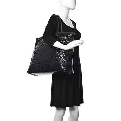 Chanel Calfskin Coated Canvas Quilted Tote Black 2 of 19