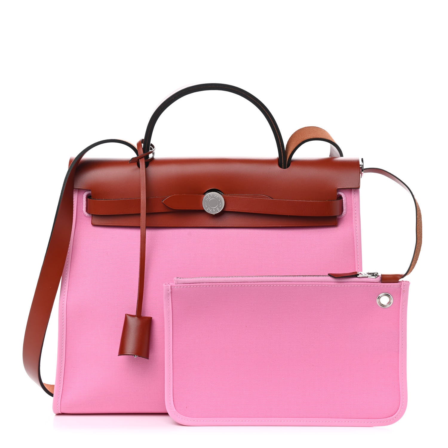 Hermes Toile Officier Vache Hunter Herbag Zip PM 31 5P Pink Cuivre 1 of 12