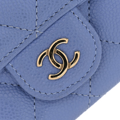Chanel Caviar Quilted Flap Card Holder Wallet Blue 8 of 9