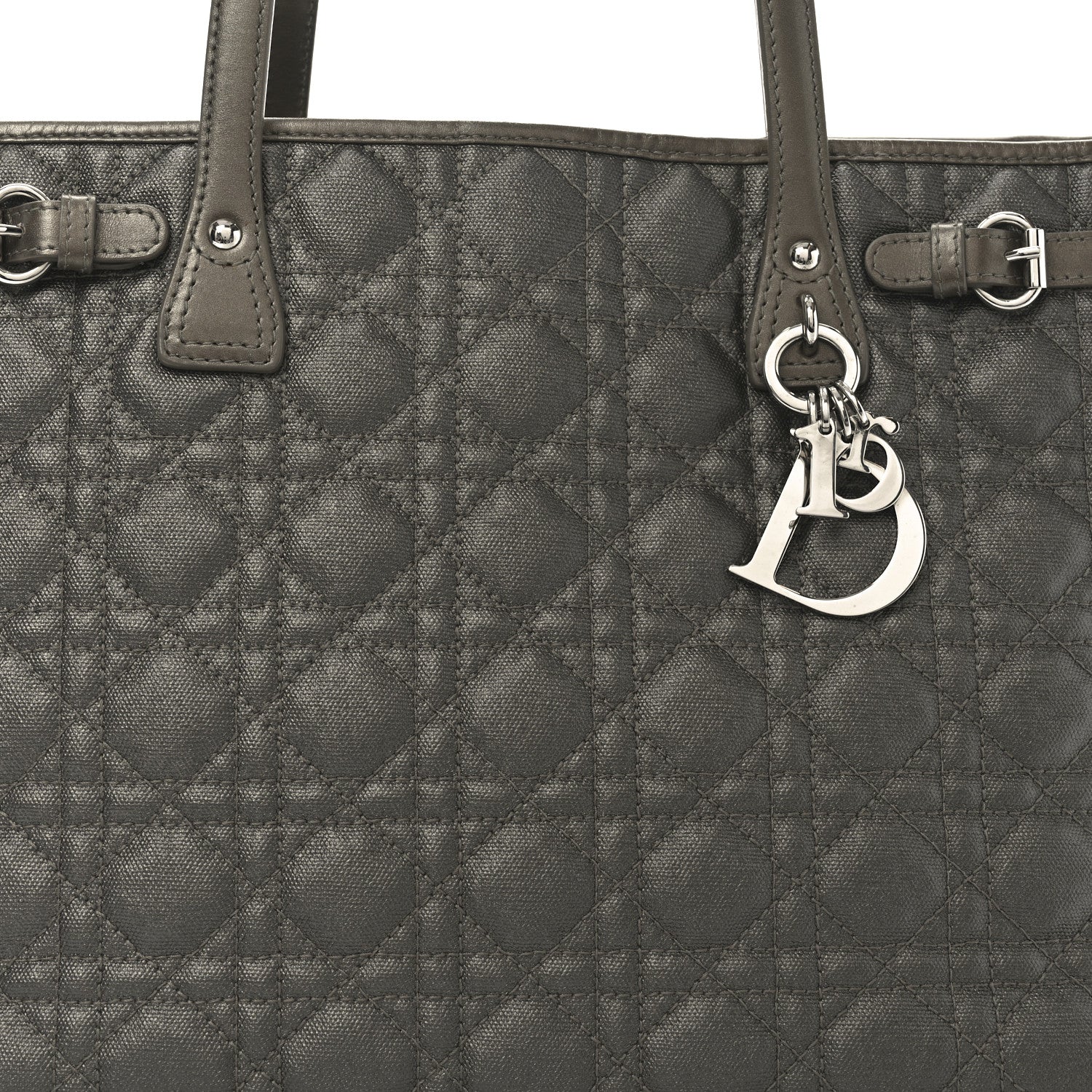 Christian Dior Coated Canvas Cannage Small Panarea Tote Bronze 8 of 10