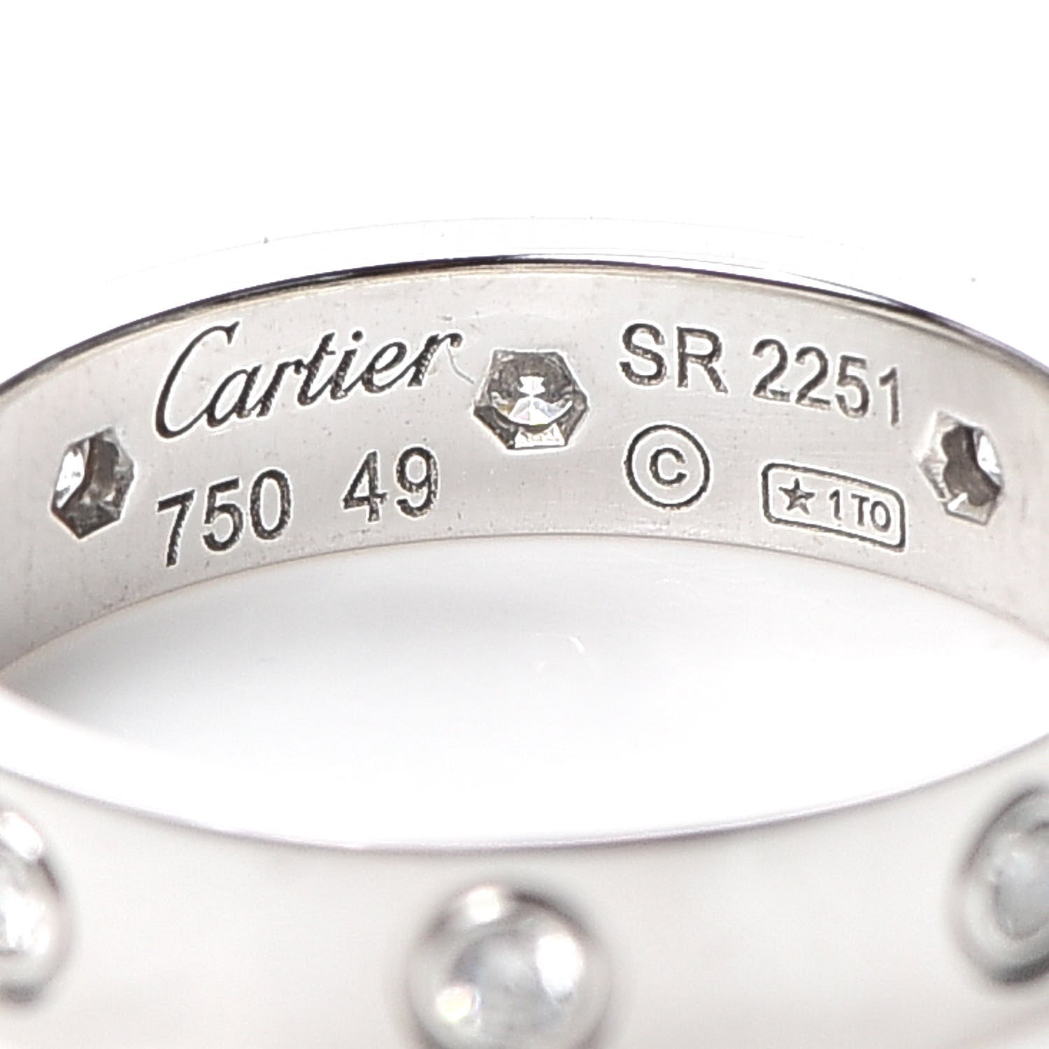 Cartier 18K White Gold 8 Diamond 4mm Wedding Band LOVE Ring 49 4.75 4 of 5