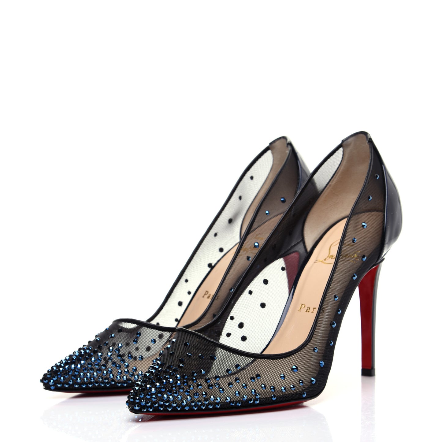 Rete Specchio Crystal Strass Follies 100 Pumps 39.5 Blue