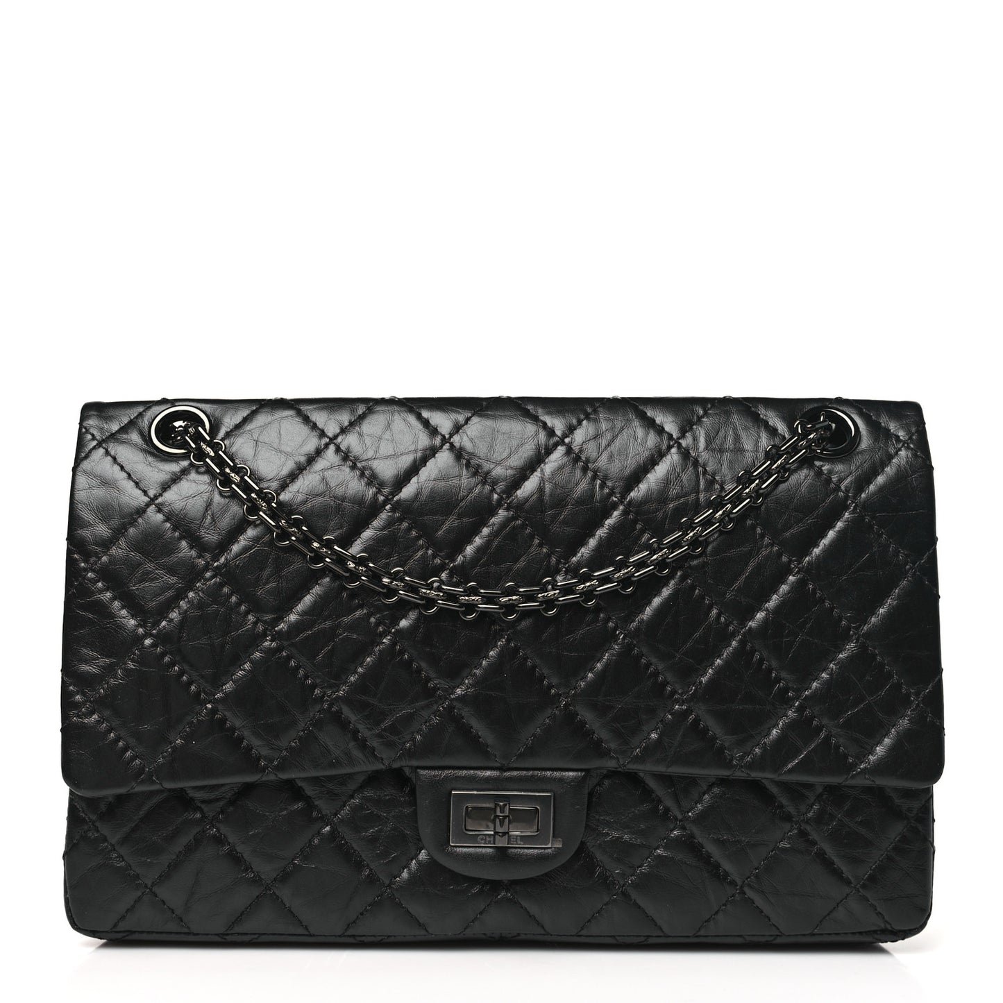 Aged Calfskin Quilted 2.55 Reissue 226 Flap So Black
