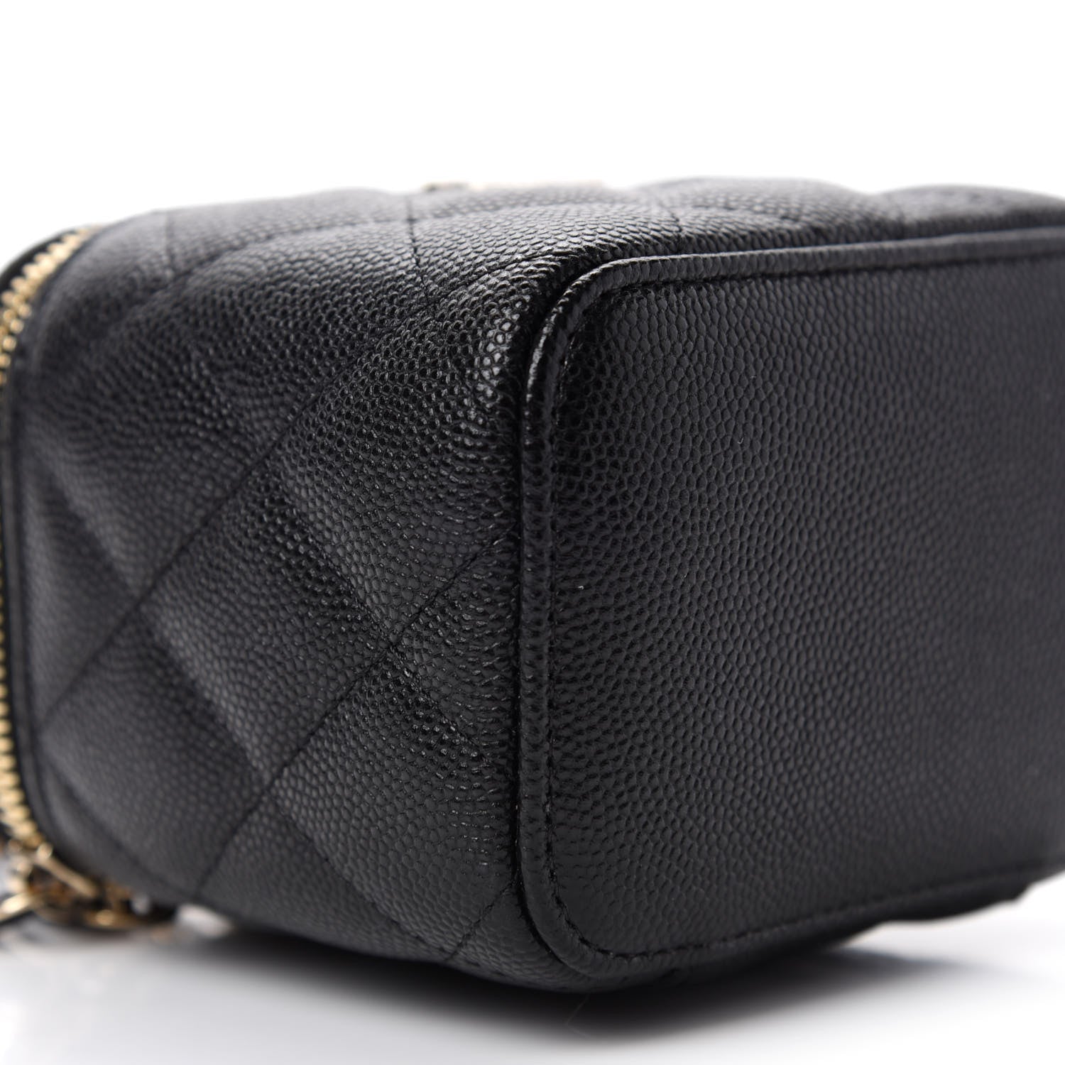 Chanel Caviar Quilted Mini Pearl On Top Vanity Case With Chain Black 6 of 11