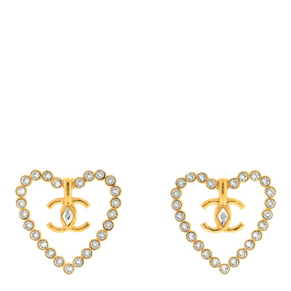 Chanel Crystal Heart CC Earrings Gold 1 of 4