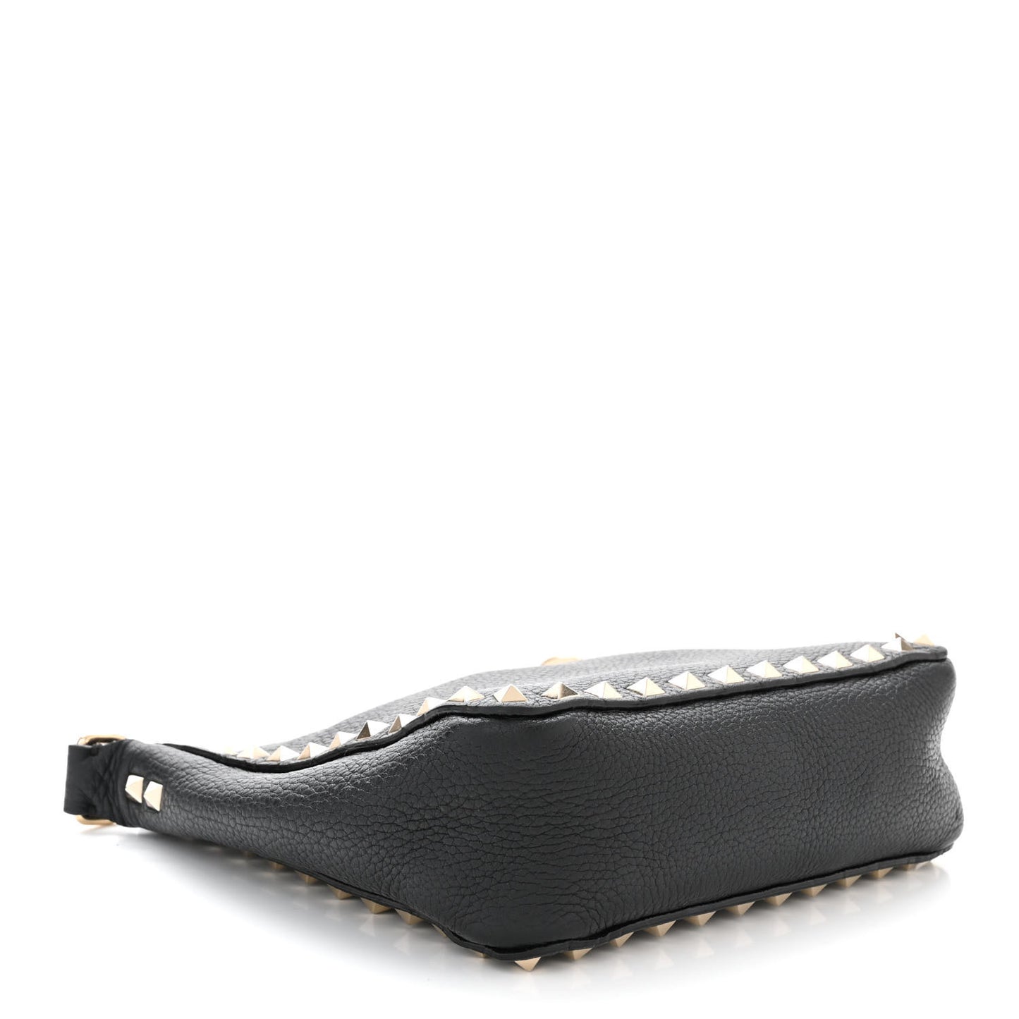 Pebbled Calfskin Mini Rockstud Flip-Lock Messenger Bag Black
