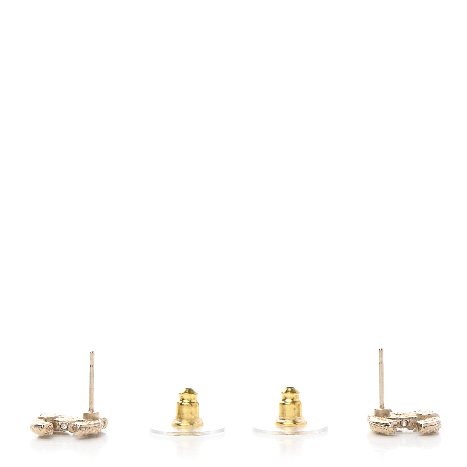 Chanel Pearl Crystal CC Earrings Light Gold 3 of 4