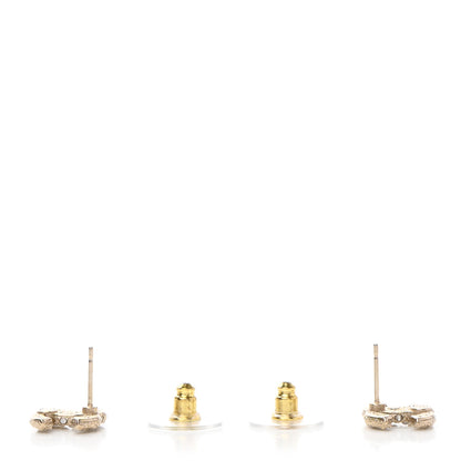 Chanel Pearl Crystal CC Earrings Light Gold 3 of 4
