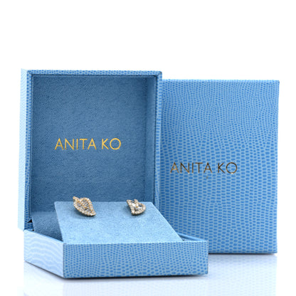 Anita Ko 18K Yellow Gold Diamond Small Palm Leaf Stud Earrings 5 of 5