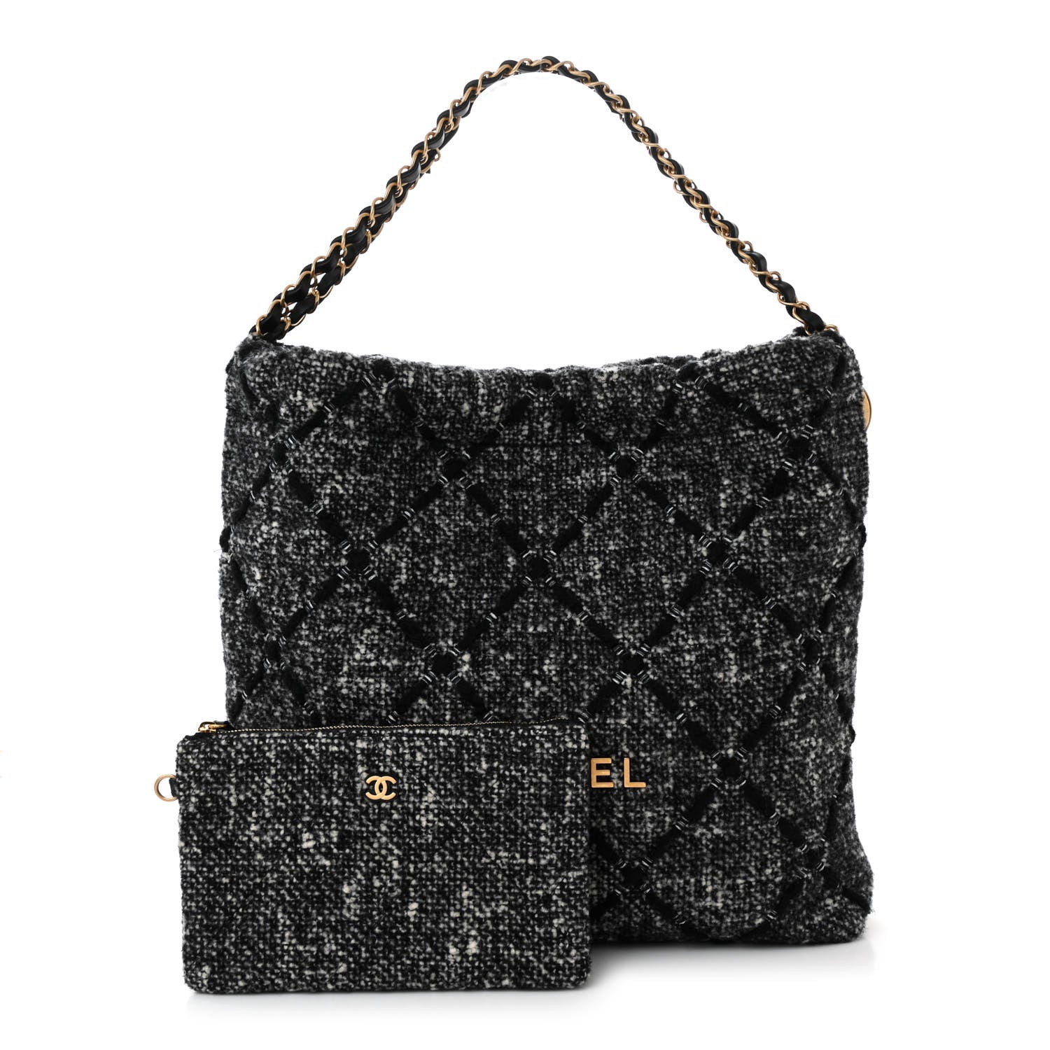 Chanel Tweed Quilted Chanel 22 Black Ecru 3 of 11