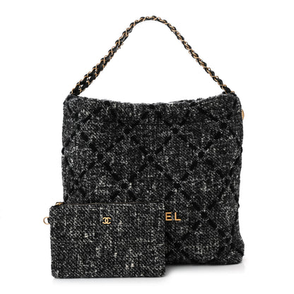 Chanel Tweed Quilted Chanel 22 Black Ecru 3 of 11
