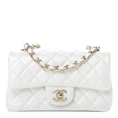 Chanel Iridescent Calfskin Quilted Mini Rectangular Flap White 1 of 11