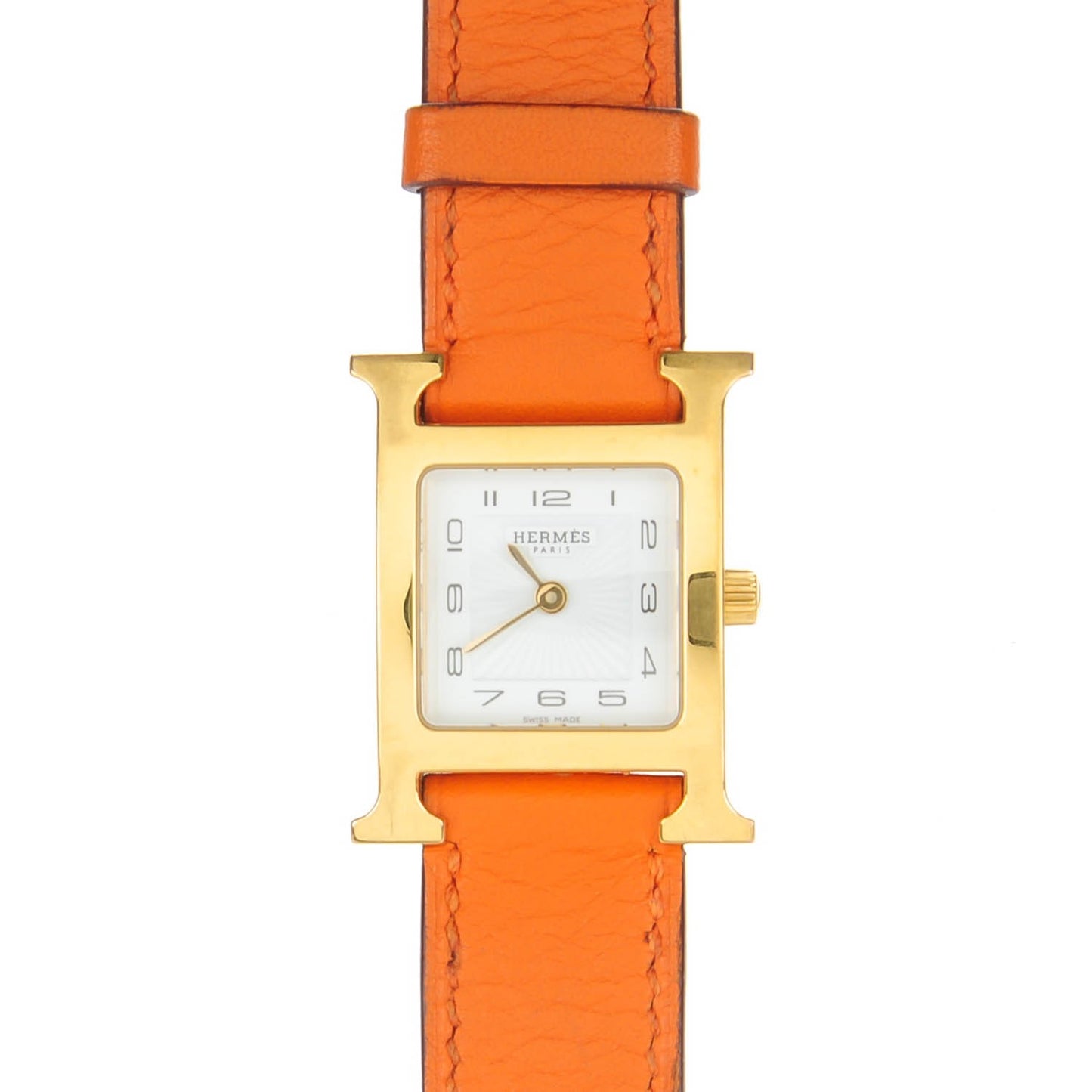 Stainless Steel Swift 21mm Heure H Hour Double Tour Quartz Watch Orange