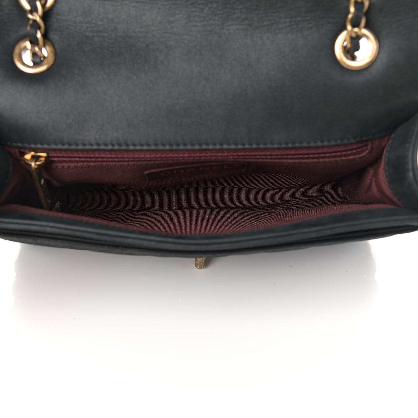 Iridescent Calfskin Small Happy Stitch Flap Black