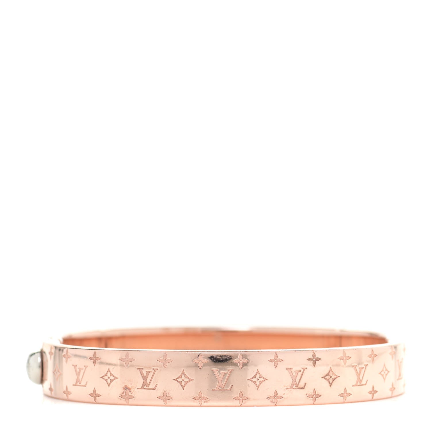 Louis Vuitton Brass Monogram Nanogram Cuff M Pink Gold 1 of 8