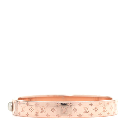 Louis Vuitton Brass Monogram Nanogram Cuff M Pink Gold 1 of 8