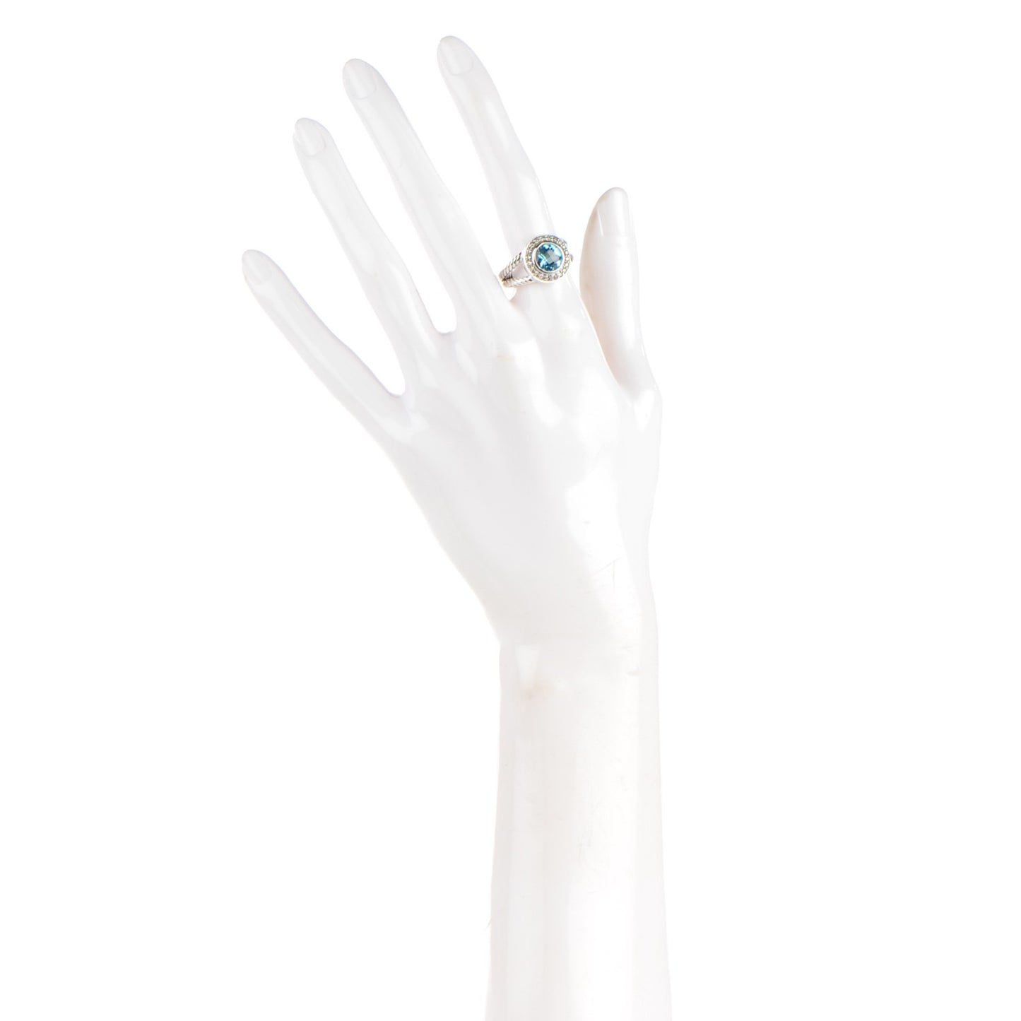 Sterling Silver Diamond Blue Topaz 8mm Petite Cerise Ring 54 7