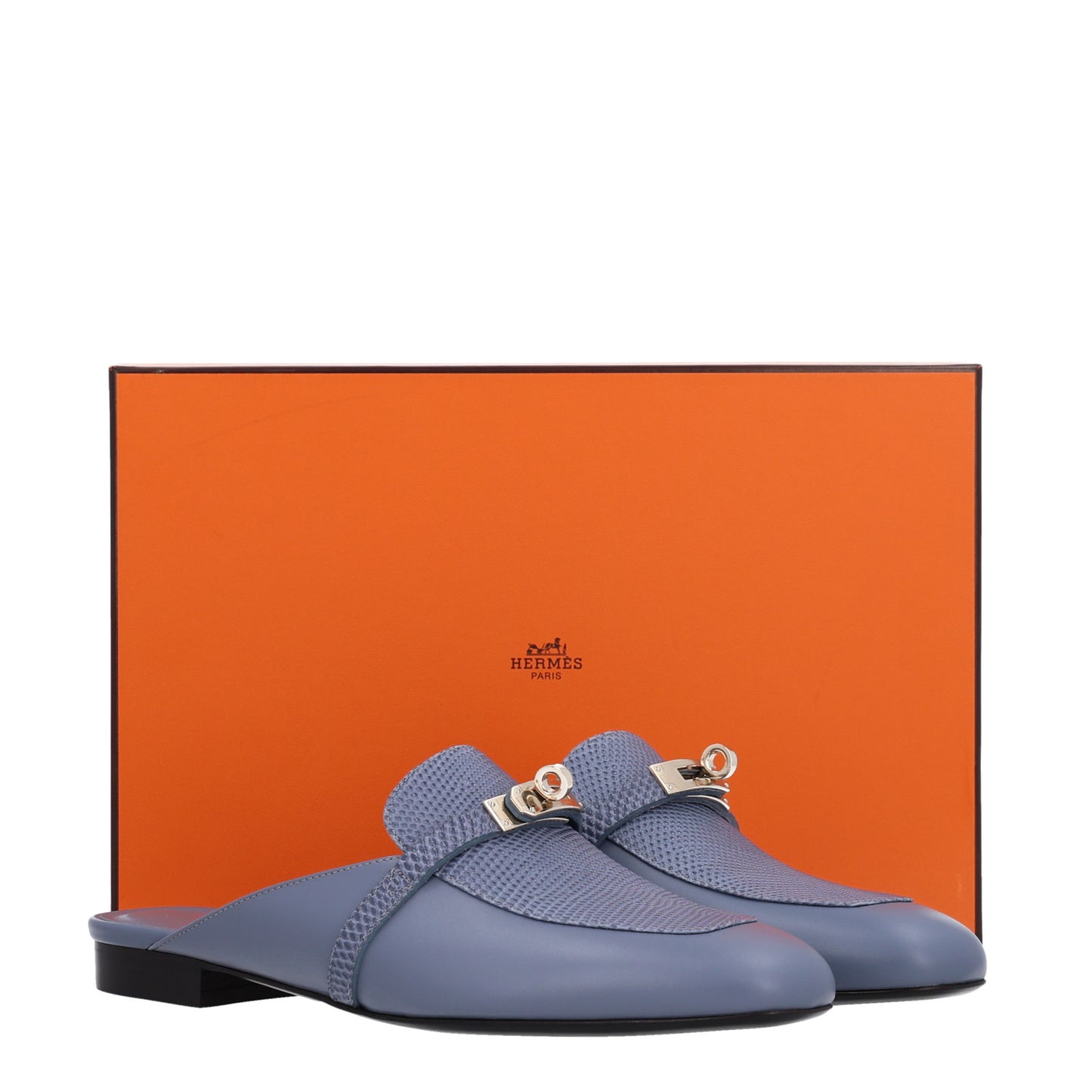 Lizard Calfskin Oz Mules 41 Bleu Grignon