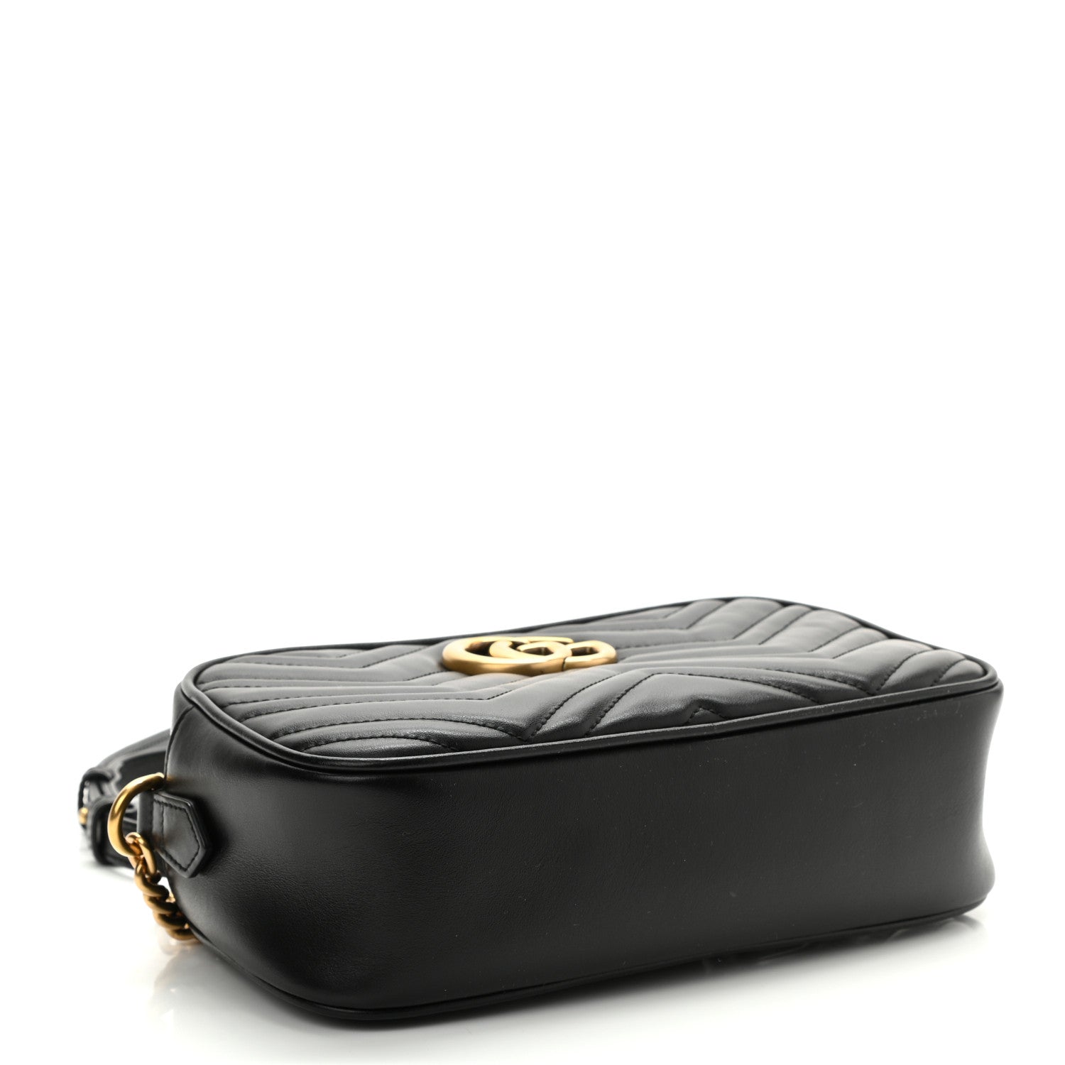 Gucci Calfskin Matelasse Small GG Marmont Chain Shoulder Bag Black 4 of 11