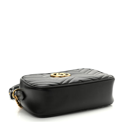 Gucci Calfskin Matelasse Small GG Marmont Chain Shoulder Bag Black 4 of 11