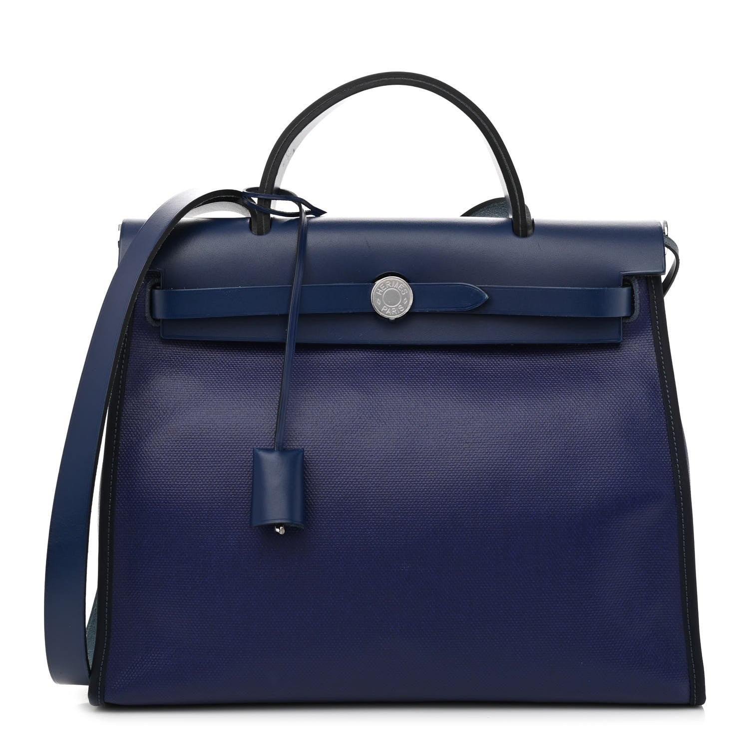 Hermes Toile H Berline Vache Hunter Herbag Zip PM 31 Bleu Encre Bleu Saphir 3 of 12