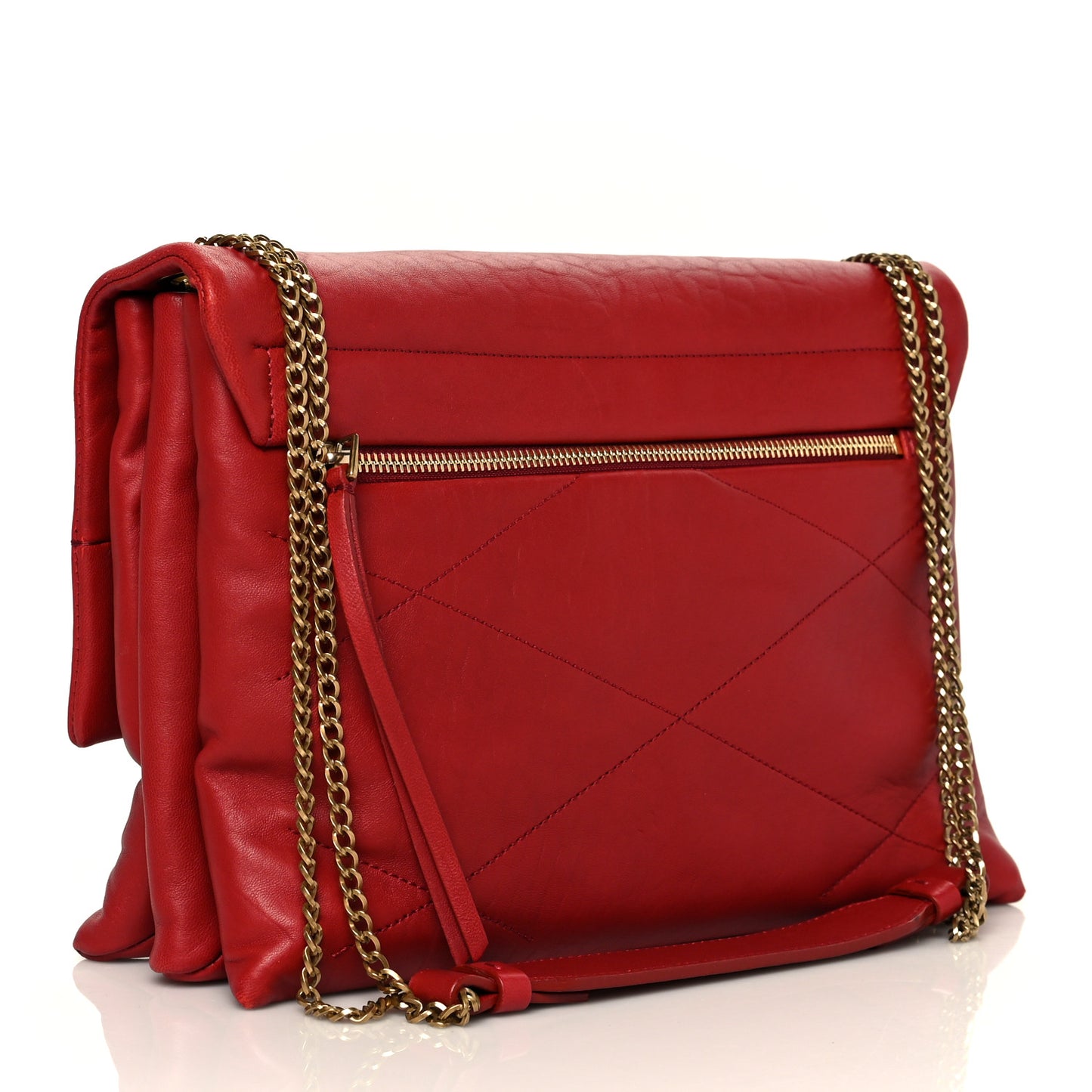 Lambskin Quilted Medium Sugar Flap Shoulder Bag Red