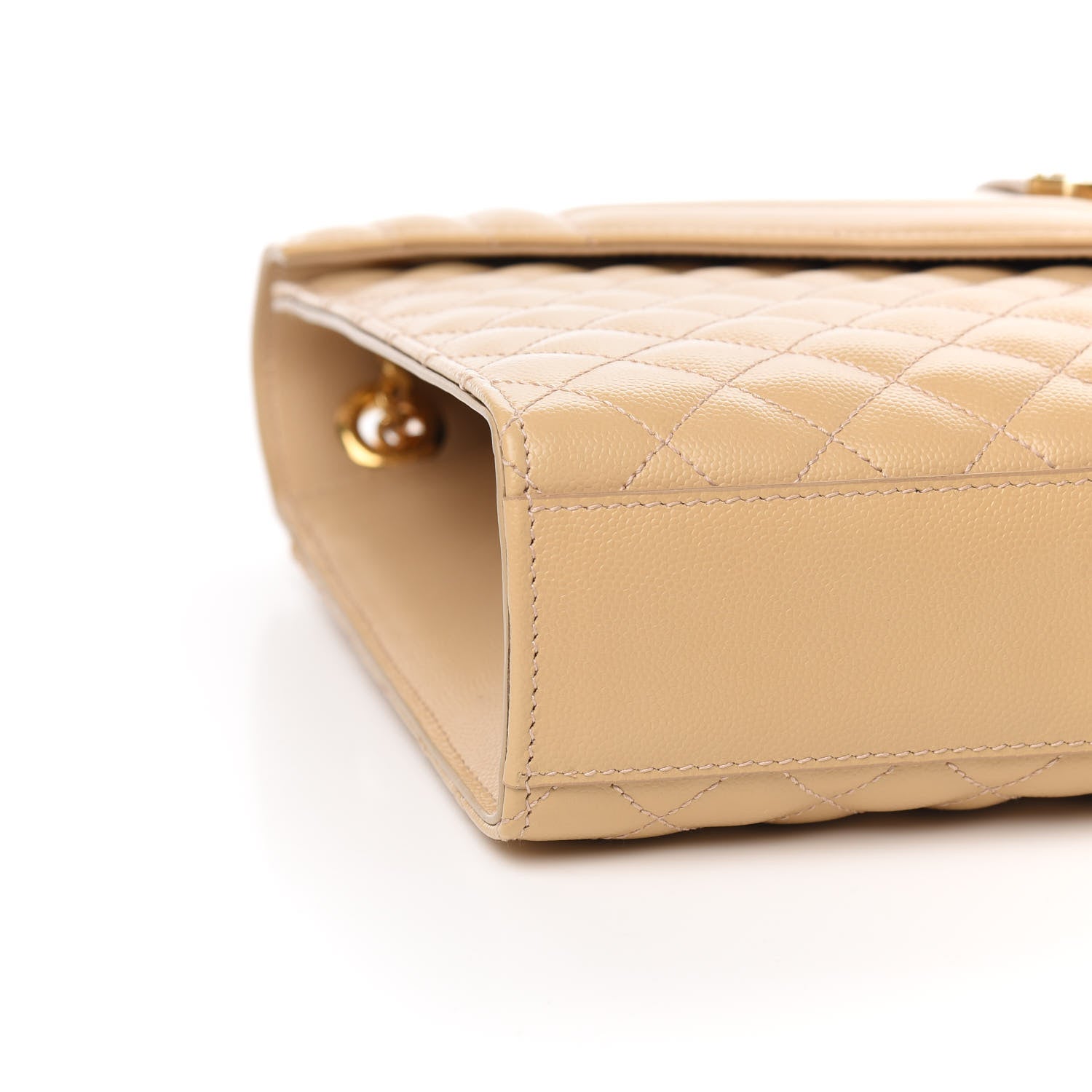 Saint Laurent Grain De Poudre Mixed Matelasse Large Triquilt Monogram Satchel Nude Powder 7 of 9