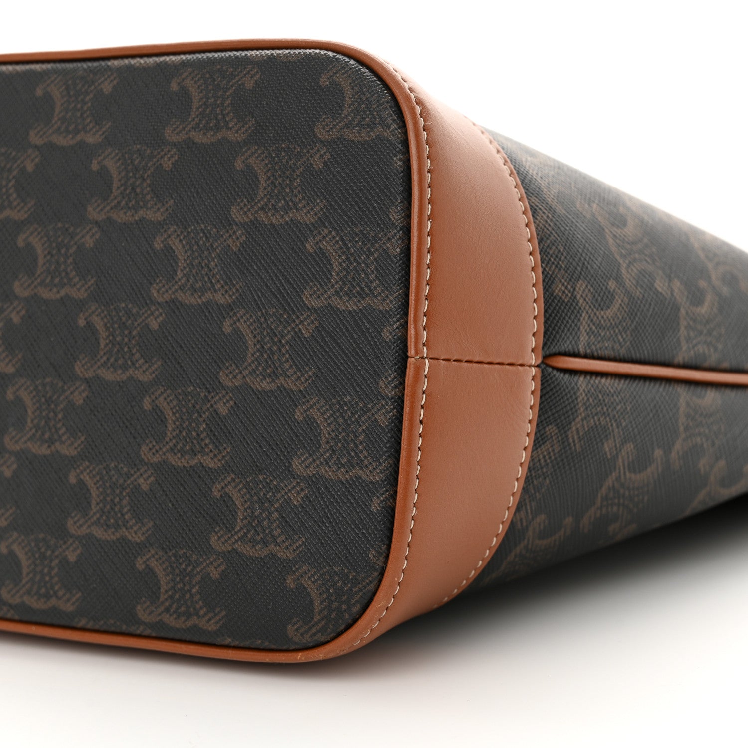 Celine Triomphe Canvas Calfskin Small Bucket Bag Tan 10 of 13