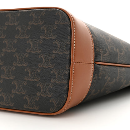 Celine Triomphe Canvas Calfskin Small Bucket Bag Tan 10 of 13