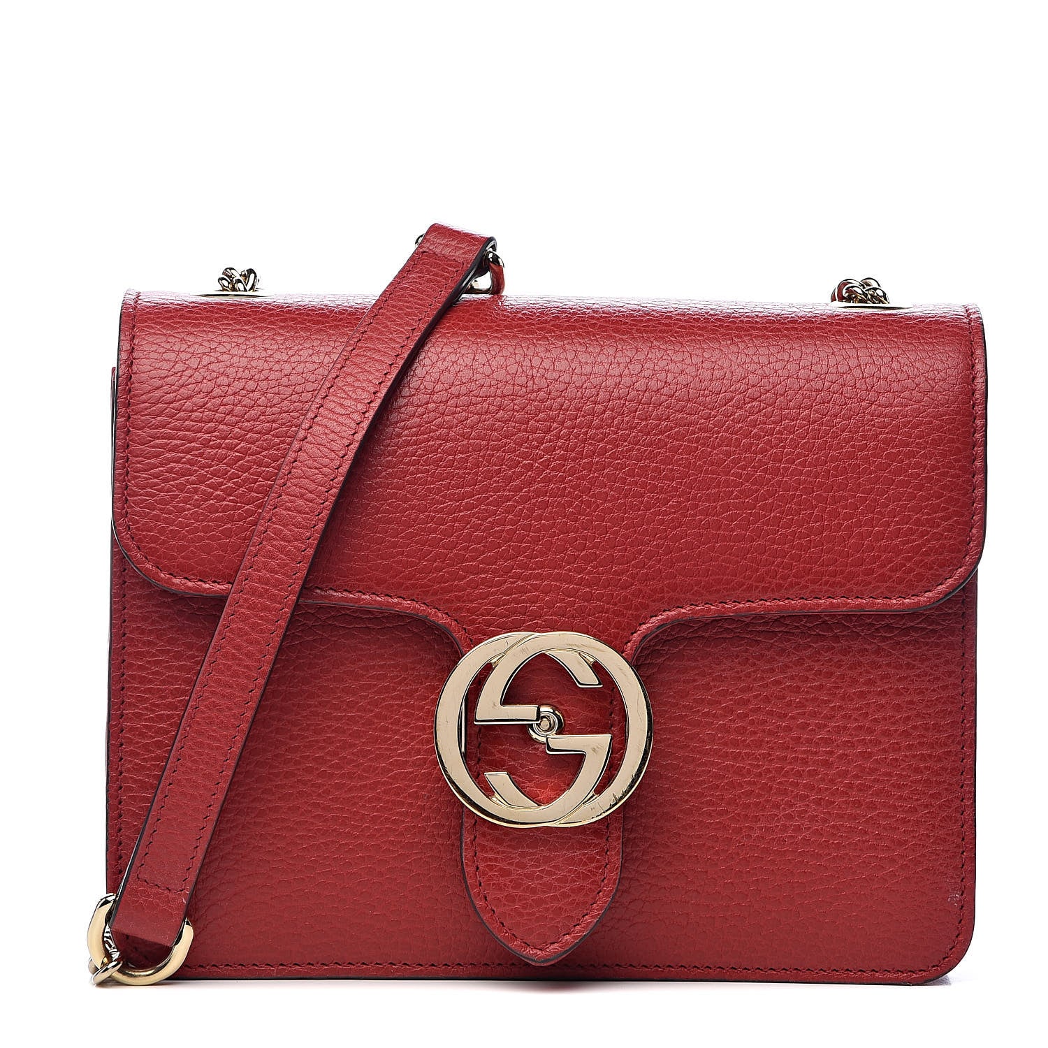 Gucci Dollar Calfskin Small Interlocking G Shoulder Bag Red 1 of 12