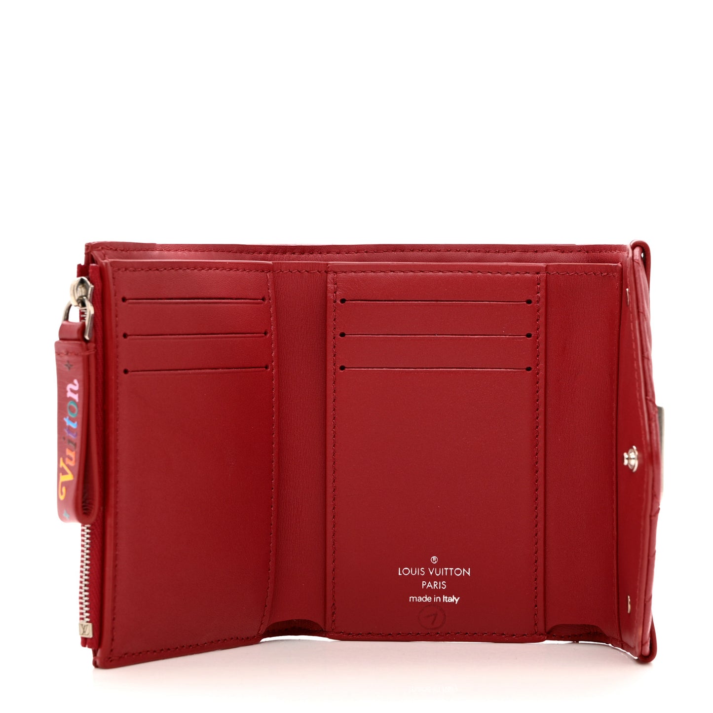 Calfskin New Wave Compact Wallet Rouge