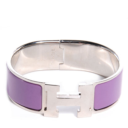 Hermes Enamel Wide Clic Clac H Bracelet PM Mauve 1 of 4
