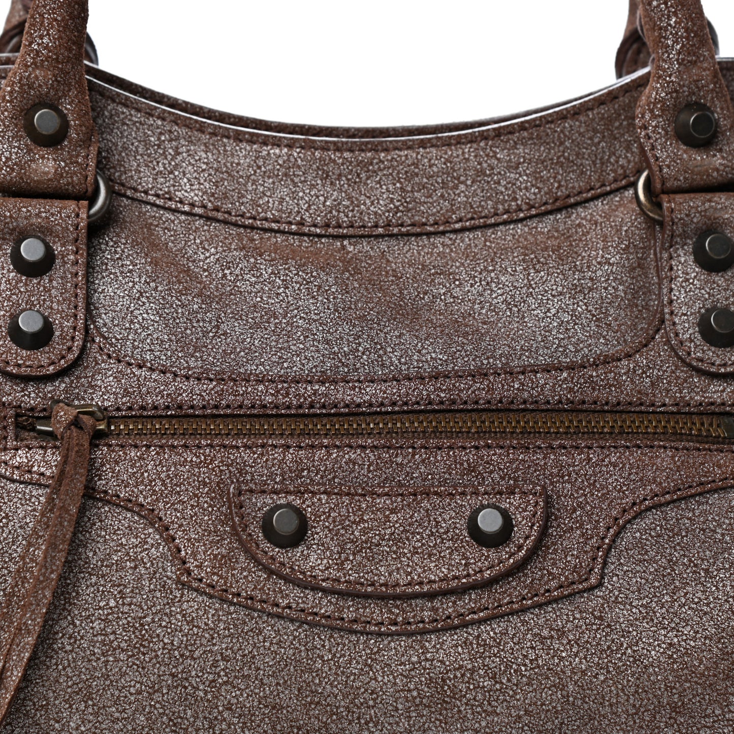 Metallic Craquele Calfskin Classic Hardware City Bronze