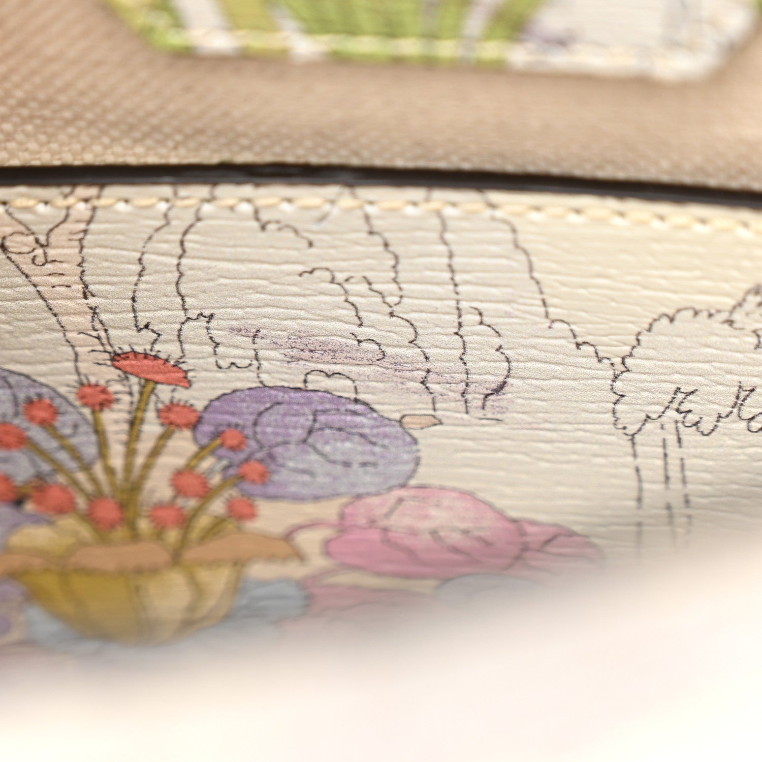 Gucci New Shangai Calfskin Tiger Savanah Web Mini Horsebit 1955 Shoulder Bag Chalky White Multicolor 11 of 13