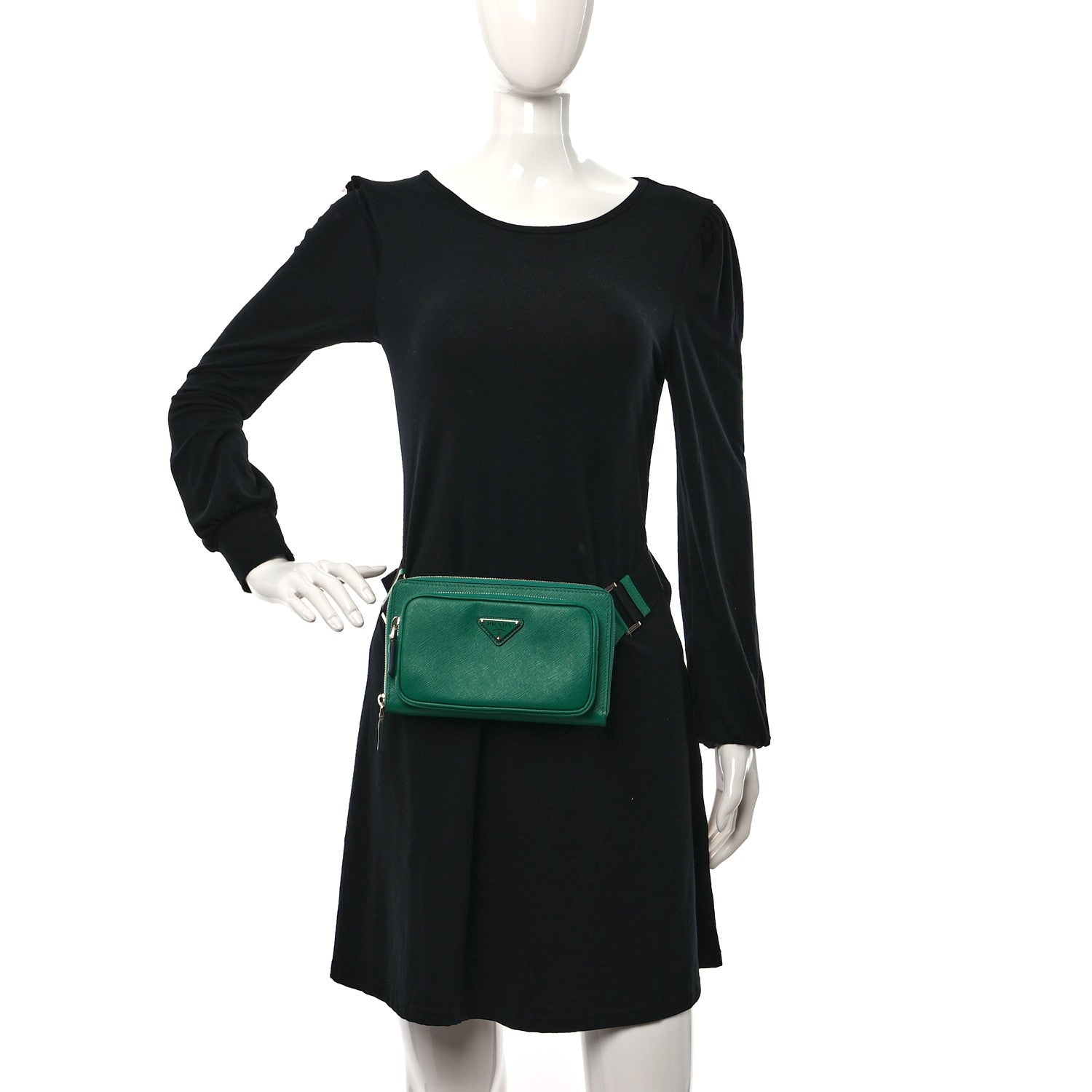 Prada Saffiano Travel Double Zip Belt Bag Mango 2 of 9