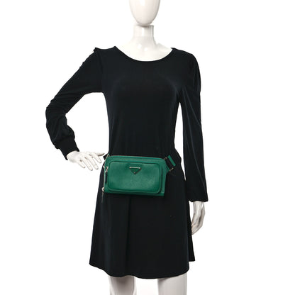 Prada Saffiano Travel Double Zip Belt Bag Mango 2 of 9