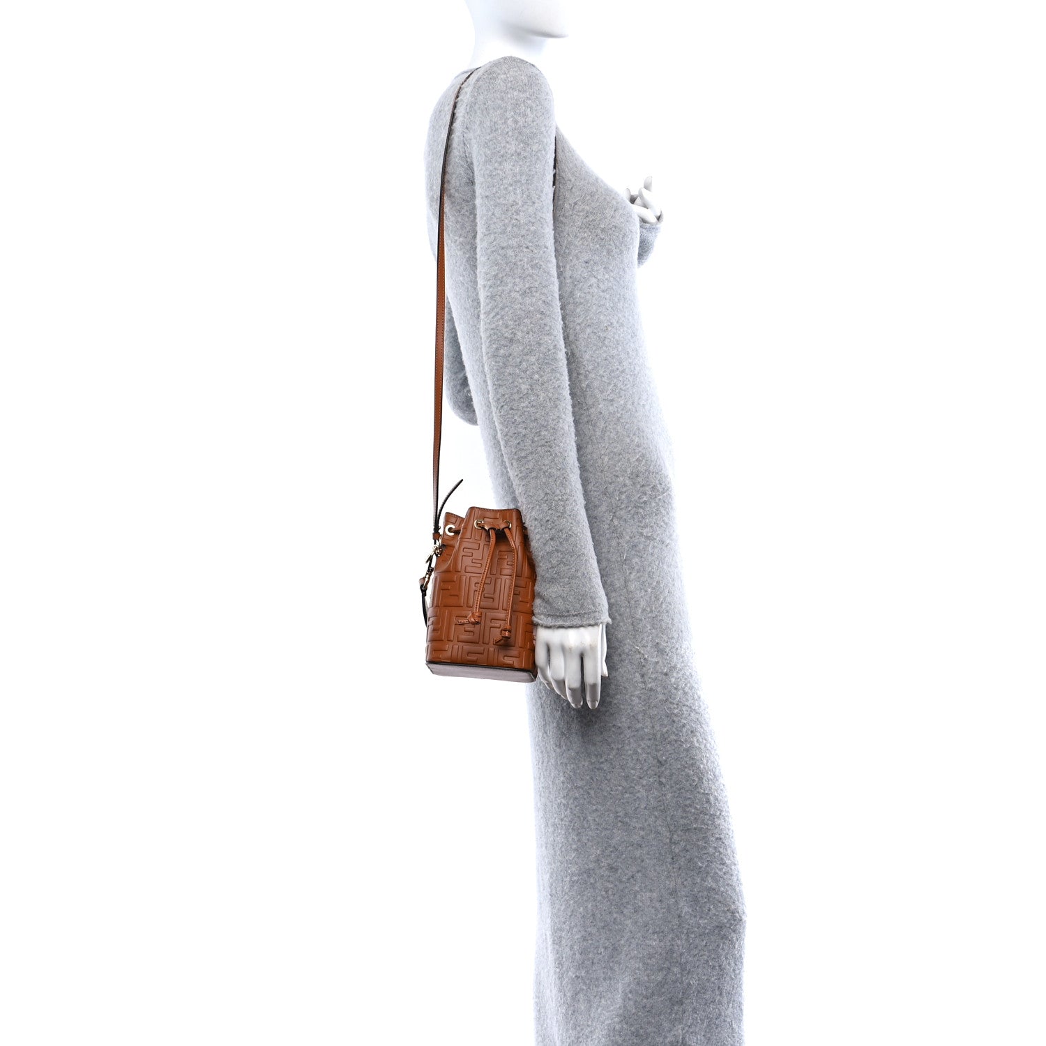 Fendi Vitello Liberty F is Fendi FF 1974 Embossed Mini Mon Tresor Bucket Bag Brandy 2 of 11