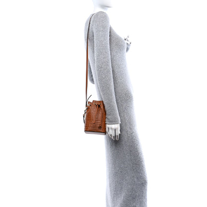 Fendi Vitello Liberty F is Fendi FF 1974 Embossed Mini Mon Tresor Bucket Bag Brandy 2 of 11