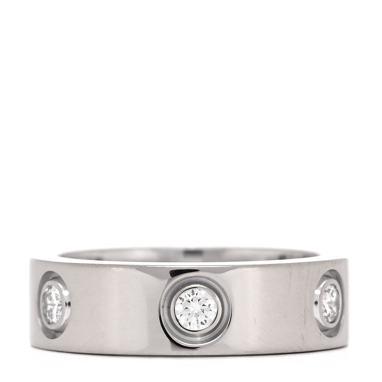 Cartier 18K White Gold 6 Diamond 5.5mm LOVE Ring 50 5.25 1 of 10