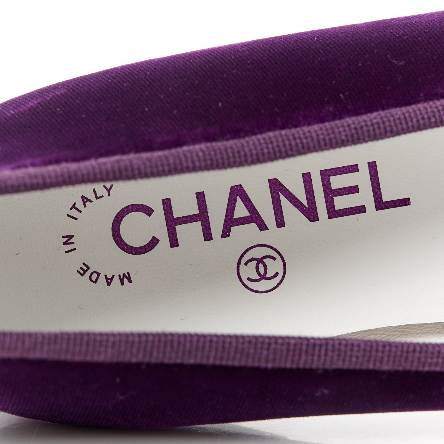 Chanel Velvet Cap Toe Ballerina Flats 37.5 Purple Black 7 of 8