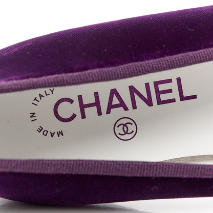 Chanel Velvet Cap Toe Ballerina Flats 37.5 Purple Black 7 of 8